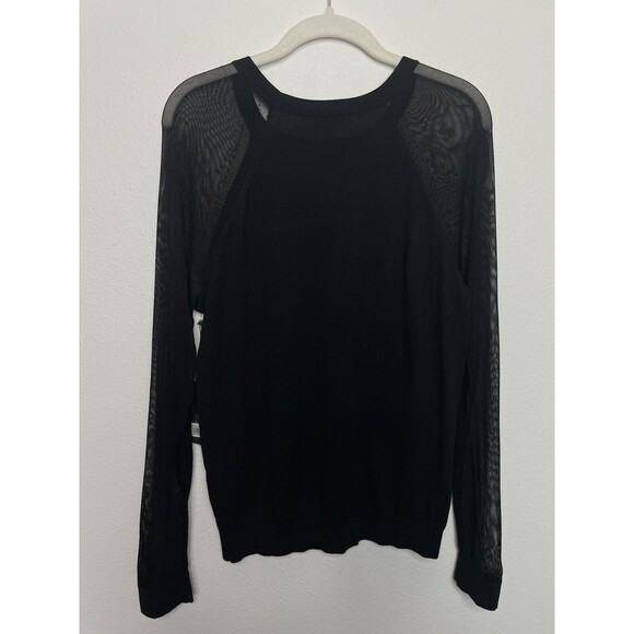 Vince Camuto Medium Modern Voyager Sweater Black Sheer Lace Long Sleeve NWT - Picture 8 of 13